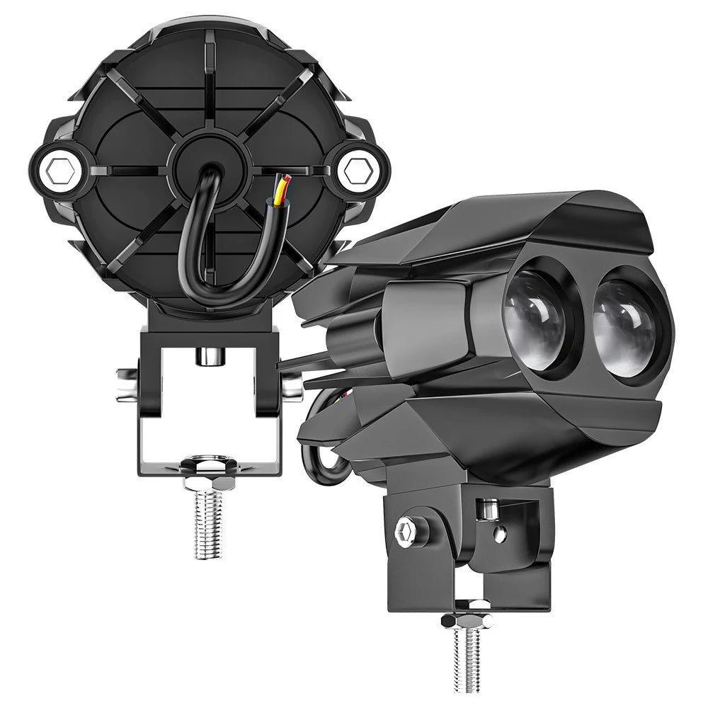 Motorcycle Bright LED Driving Light White+Yellow Light Motorbike External Modified Spotlight - 1