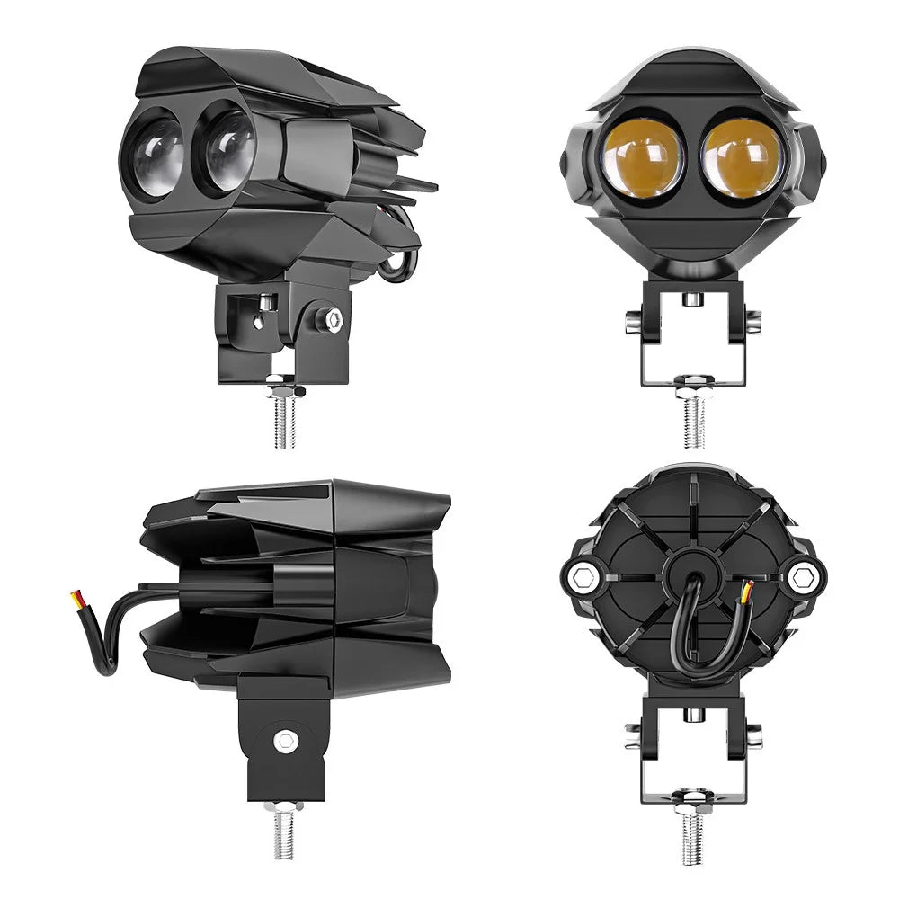 Motorcycle Bright LED Driving Light White+Yellow Light Motorbike External Modified Spotlight - 2