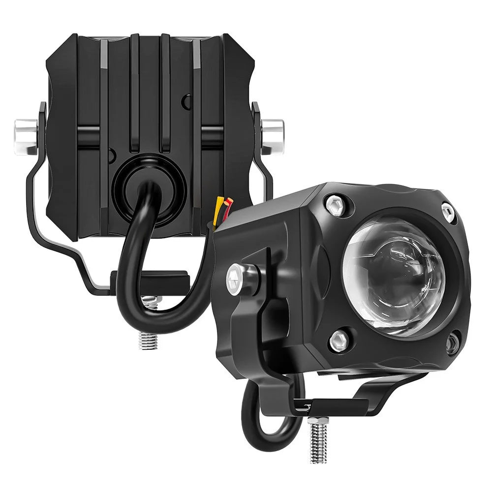 Motorcycle Super Bright LED Headlight White+Yellow Light Motorbike External Modified Spotlight - 1
