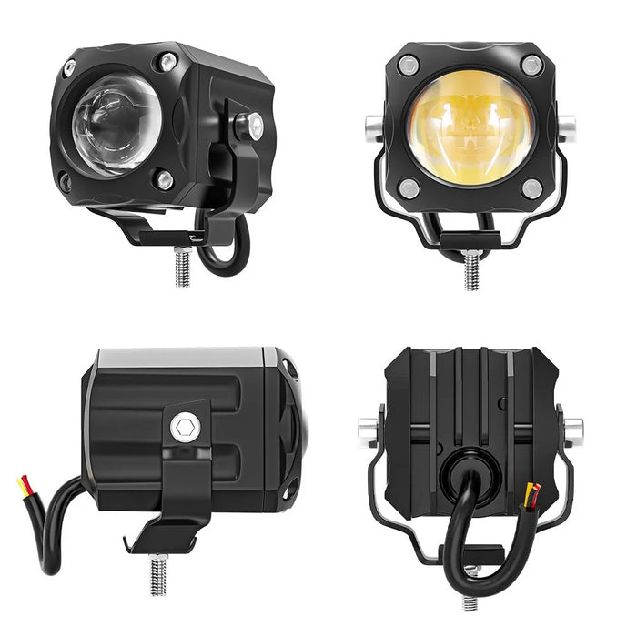 Motorcycle Super Bright LED Headlight White+Yellow Light Motorbike External Modified Spotlight - 3
