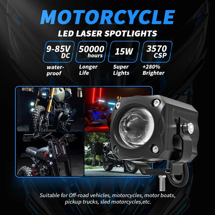 Motorcycle Super Bright LED Headlight White+Yellow Light Motorbike External Modified Spotlight - 4