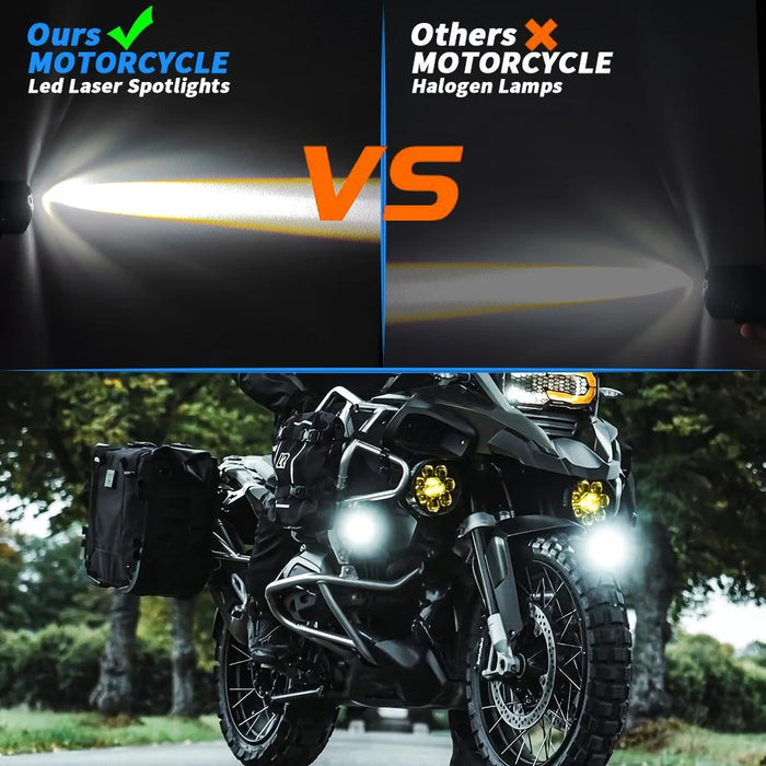 Motorcycle Super Bright LED Headlight White+Yellow Light Motorbike External Modified Spotlight - 5