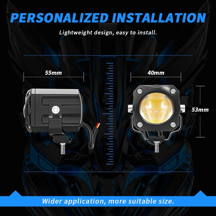 Motorcycle Super Bright LED Headlight White+Yellow Light Motorbike External Modified Spotlight - 6