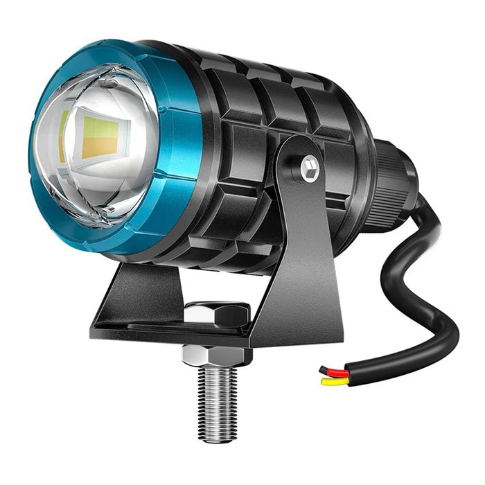 Motorcycle LED Spotlight White+Yellow High Low Beam Light Waterproof Motorbike Headlight - 1