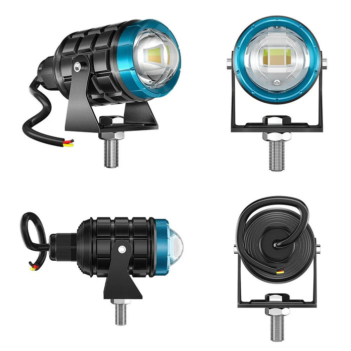 Motorcycle LED Spotlight White+Yellow High Low Beam Light Waterproof Motorbike Headlight - 3