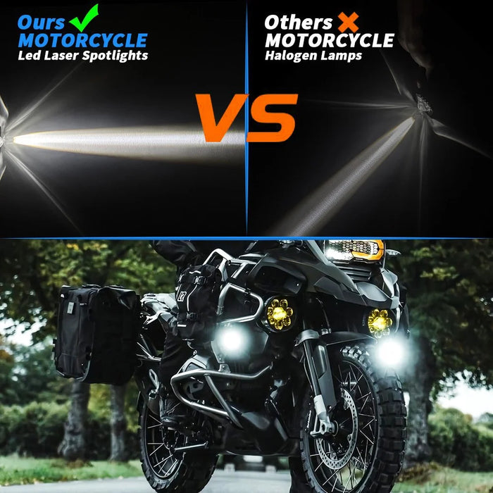Motorcycle LED Spotlight White+Yellow High Low Beam Light Waterproof Motorbike Headlight - 5