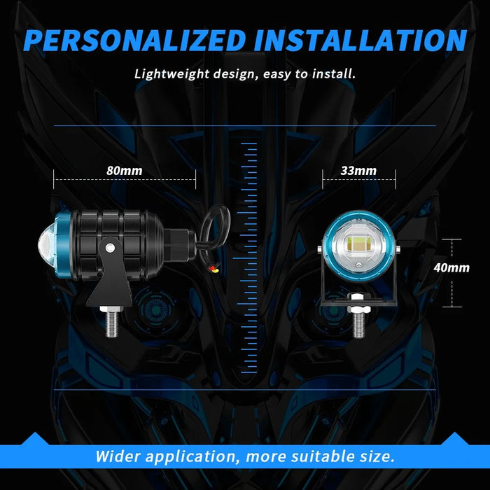 Motorcycle LED Spotlight White+Yellow High Low Beam Light Waterproof Motorbike Headlight - 7