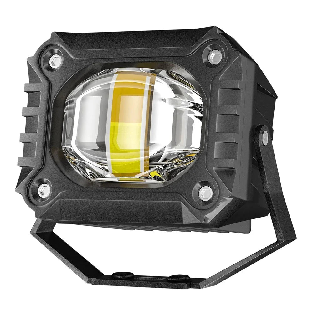 Waterproof Motorcycle LED Headlight White+Yellow Light Motorbike External Modified Spotlight - 1