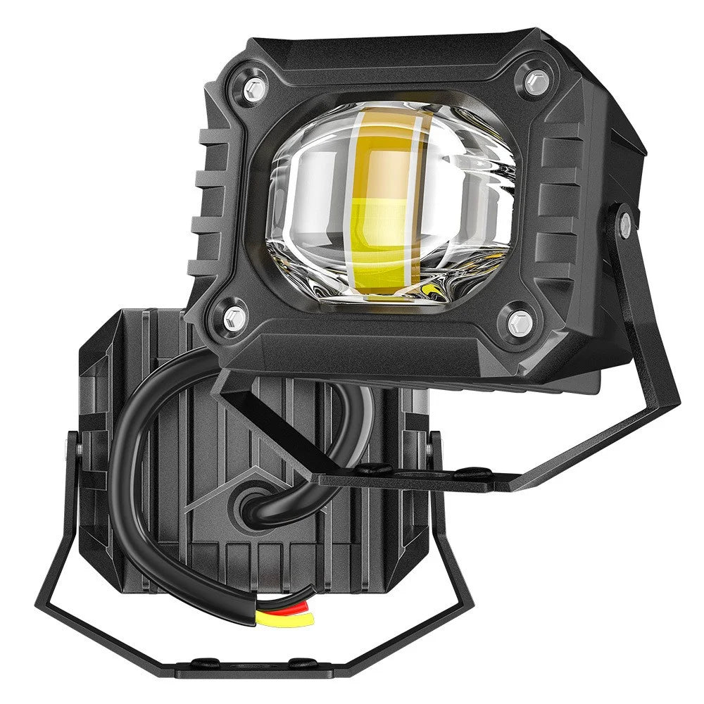 Waterproof Motorcycle LED Headlight White+Yellow Light Motorbike External Modified Spotlight - 2