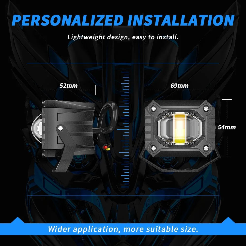 Waterproof Motorcycle LED Headlight White+Yellow Light Motorbike External Modified Spotlight - 7