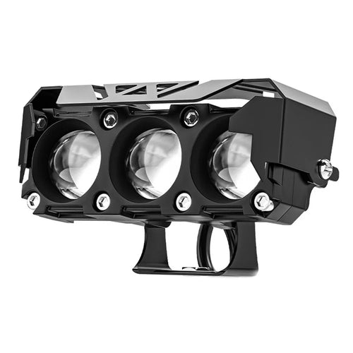 Car Motorcycle 3-LED Headlight High Low Beam Light Super Bright Waterproof Motorbike Spotlight - 1