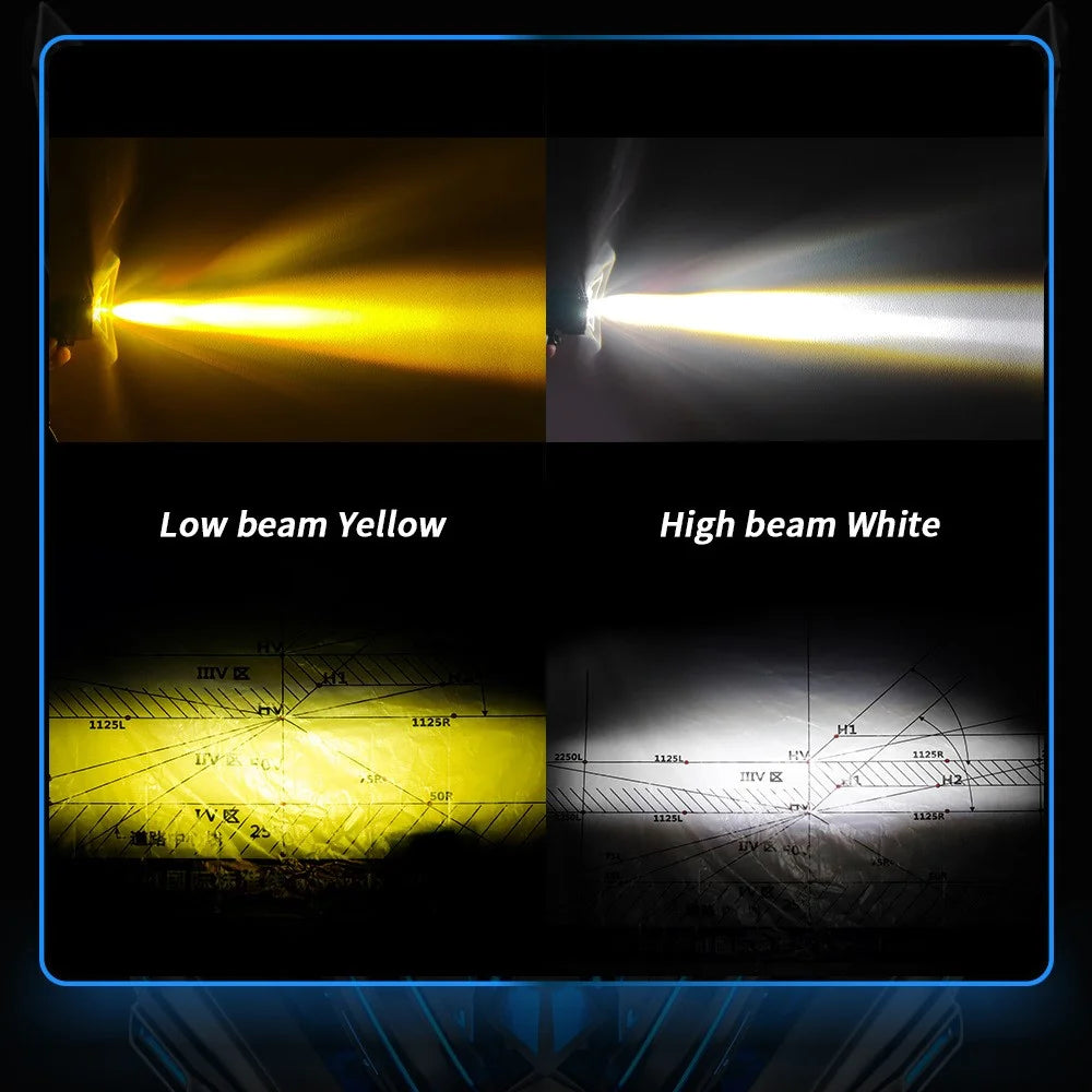 Car Motorcycle 3-LED Headlight High Low Beam Light Super Bright Waterproof Motorbike Spotlight - 4