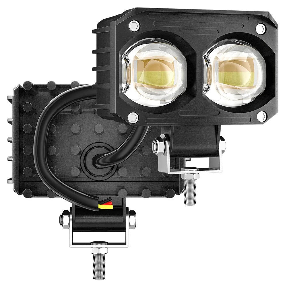 Super Bright Motorcycle White+Yellow LED Headlight Motorbike External Modified Spotlight - 1