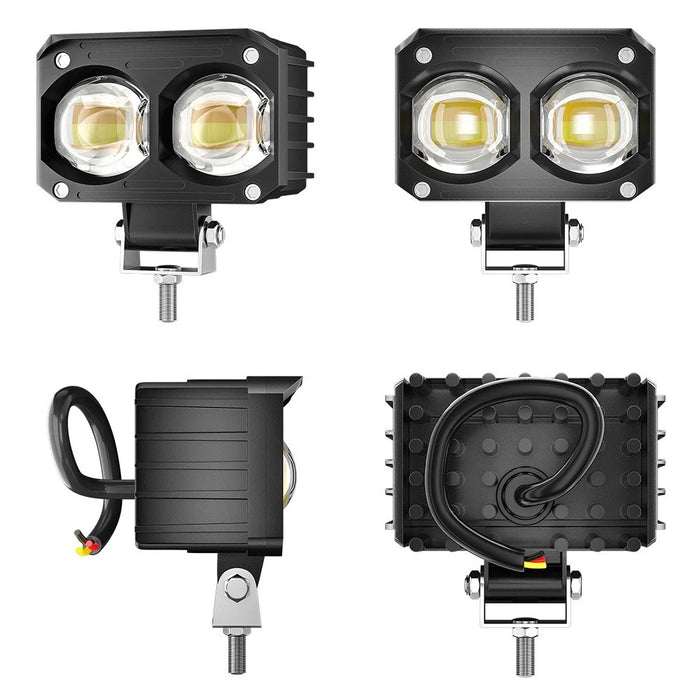 Super Bright Motorcycle White+Yellow LED Headlight Motorbike External Modified Spotlight - 2