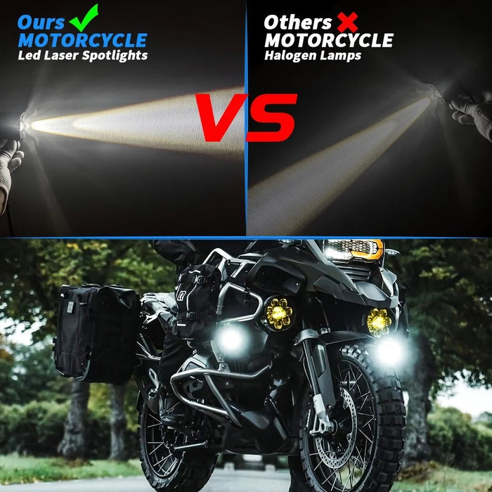 Super Bright Motorcycle White+Yellow LED Headlight Motorbike External Modified Spotlight - 4