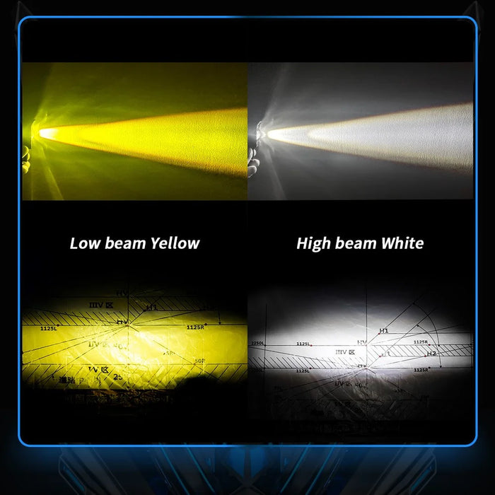 Super Bright Motorcycle White+Yellow LED Headlight Motorbike External Modified Spotlight - 5