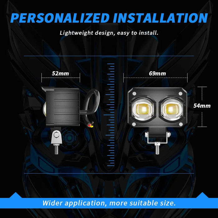 Super Bright Motorcycle White+Yellow LED Headlight Motorbike External Modified Spotlight - 6