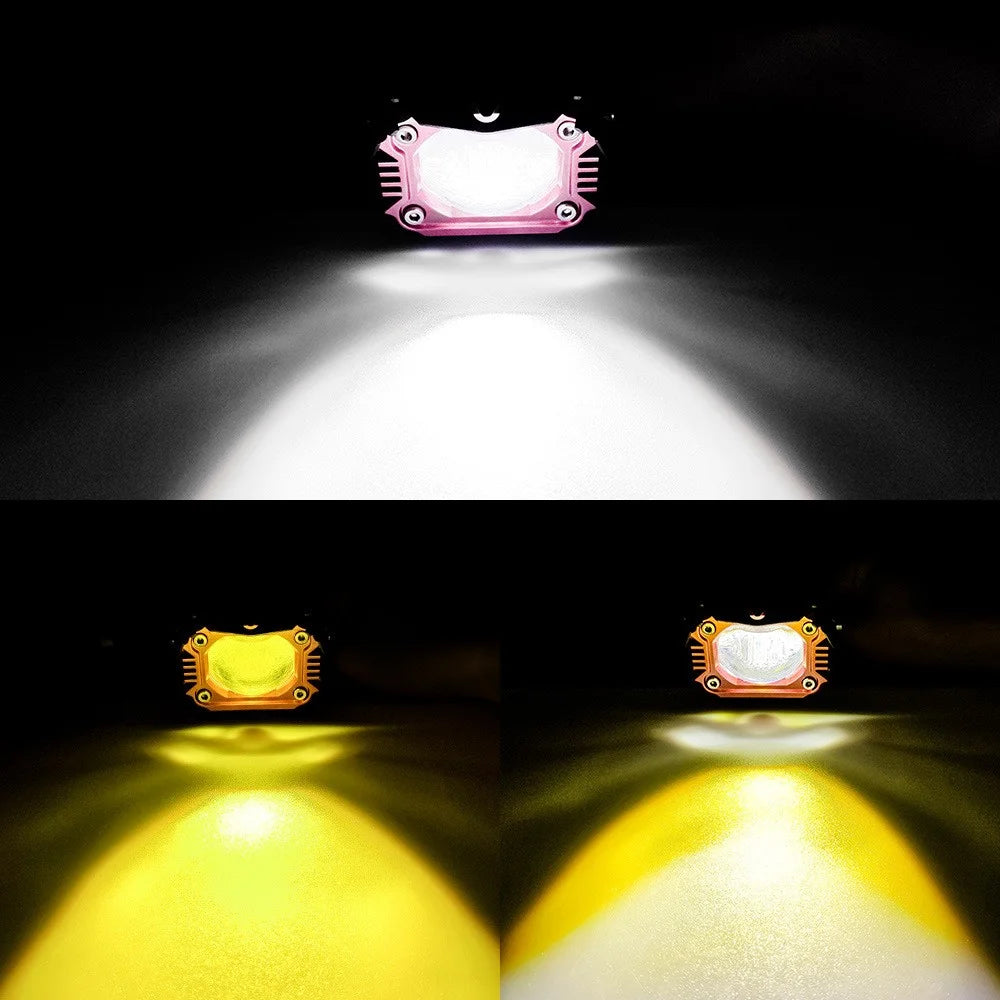 20W Motorcycle LED Flashing Headlight Fog Lamp White+Yellow Light Motorbike Modified Spotlight - 5