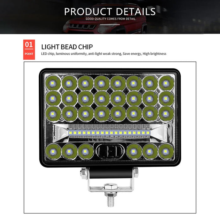 144W 48-LED Car Truck Forklift Driving Work Light Waterproof 5-inch Engineering Vehicle Spot Flood Light - 5