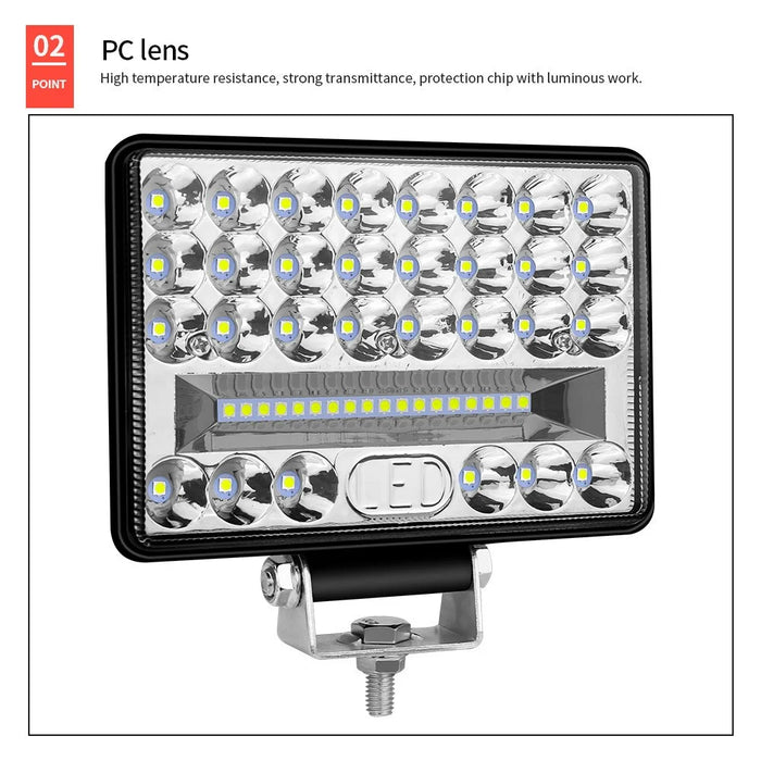144W 48-LED Car Truck Forklift Driving Work Light Waterproof 5-inch Engineering Vehicle Spot Flood Light - 6