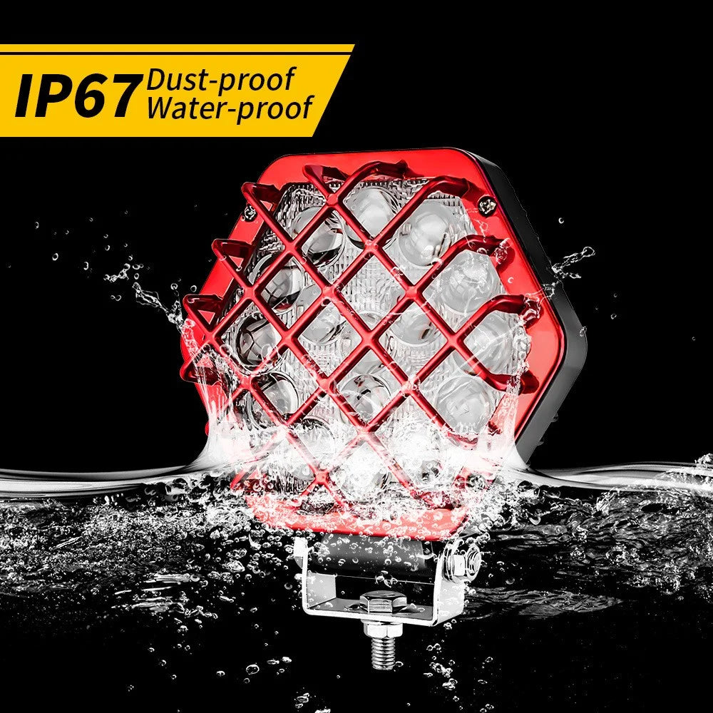 5-inch 48W 16-LED Car Truck Forklift Driving Spotlight Waterproof Engineering Vehicle Headlight - Red - 2