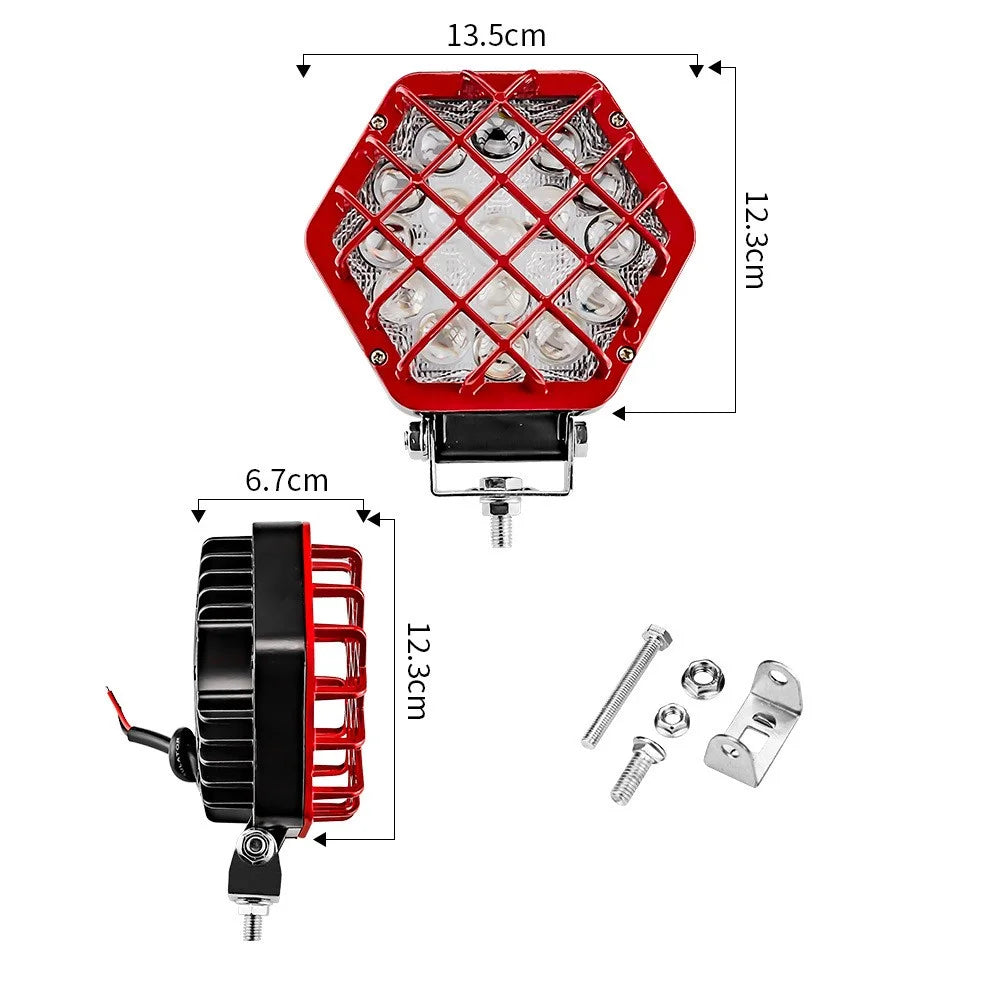 5-inch 48W 16-LED Car Truck Forklift Driving Spotlight Waterproof Engineering Vehicle Headlight - Red - 5