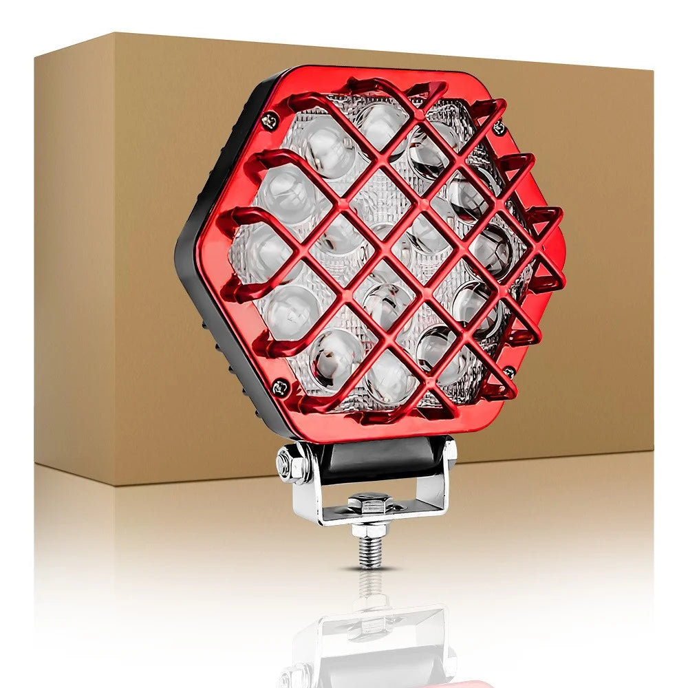5-inch 48W 16-LED Car Truck Forklift Driving Spotlight Waterproof Engineering Vehicle Headlight - Red - 6