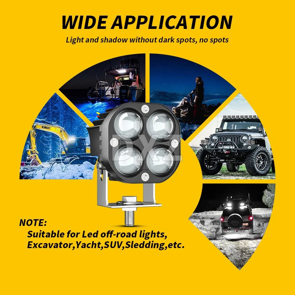 3-inch 40W Car SUV Off-Road Motorcycle Spotlight White+Yellow LED Waterproof Vehicle Headlight - 4