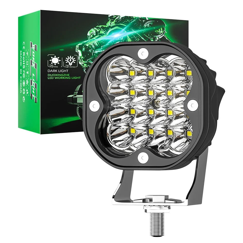3-inch 48W 16-LED Car Truck Forklift Spotlight Square Waterproof Engineering Vehicle Headlight - White Light - 1