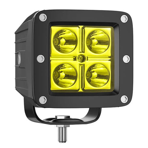 4-LED 12W Car SUV Off-Road Motorcycle Square Spotlight Waterproof Vehicle Headlight - Yellow Light - 1