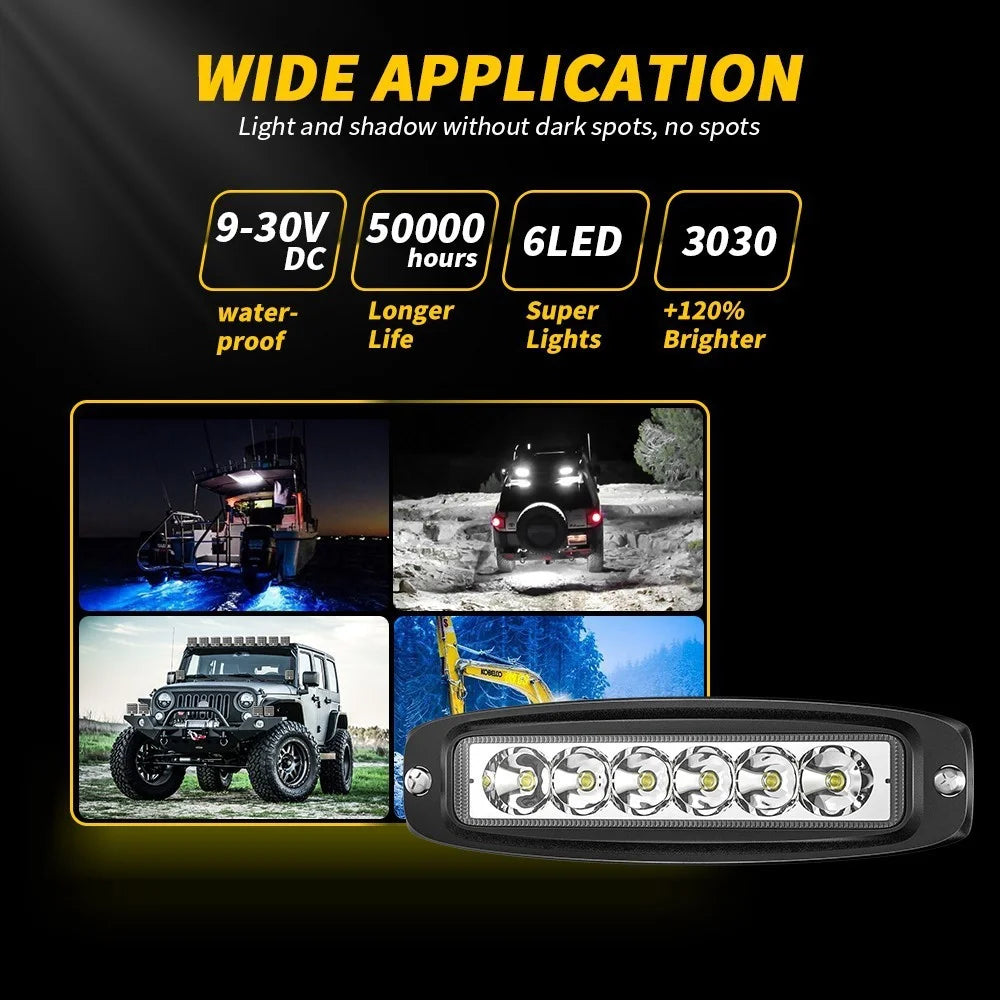 18W 16-LED Car Truck Off Road Embedded Bar Spotlight Waterproof Vehicle Driving Headlight - 4