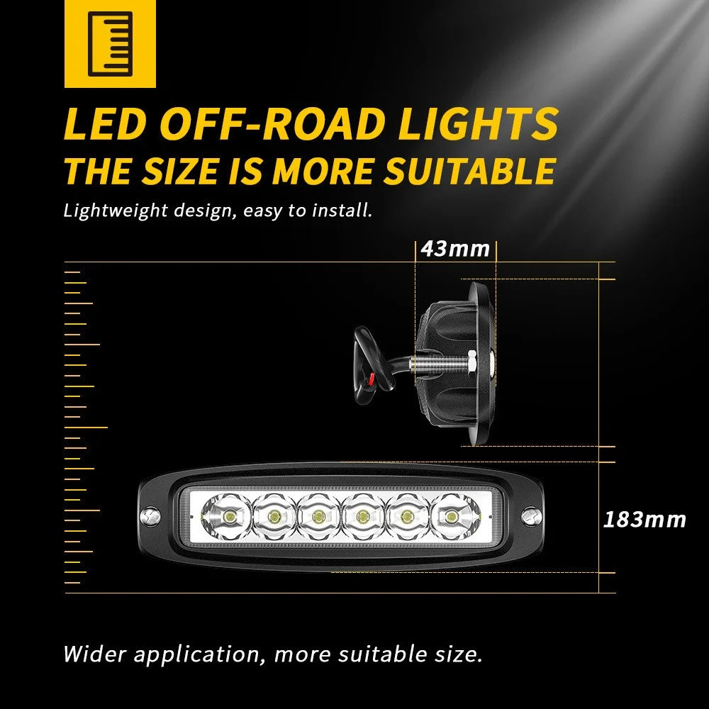 18W 16-LED Car Truck Off Road Embedded Bar Spotlight Waterproof Vehicle Driving Headlight - 6