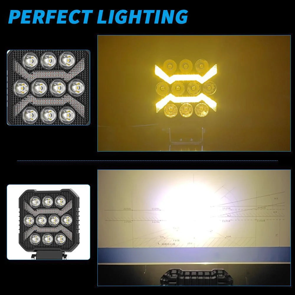 4-inch 17W Car SUV Off-Road Motorcycle Square DRL 10-LED Vehicle Driving Headlight - 5