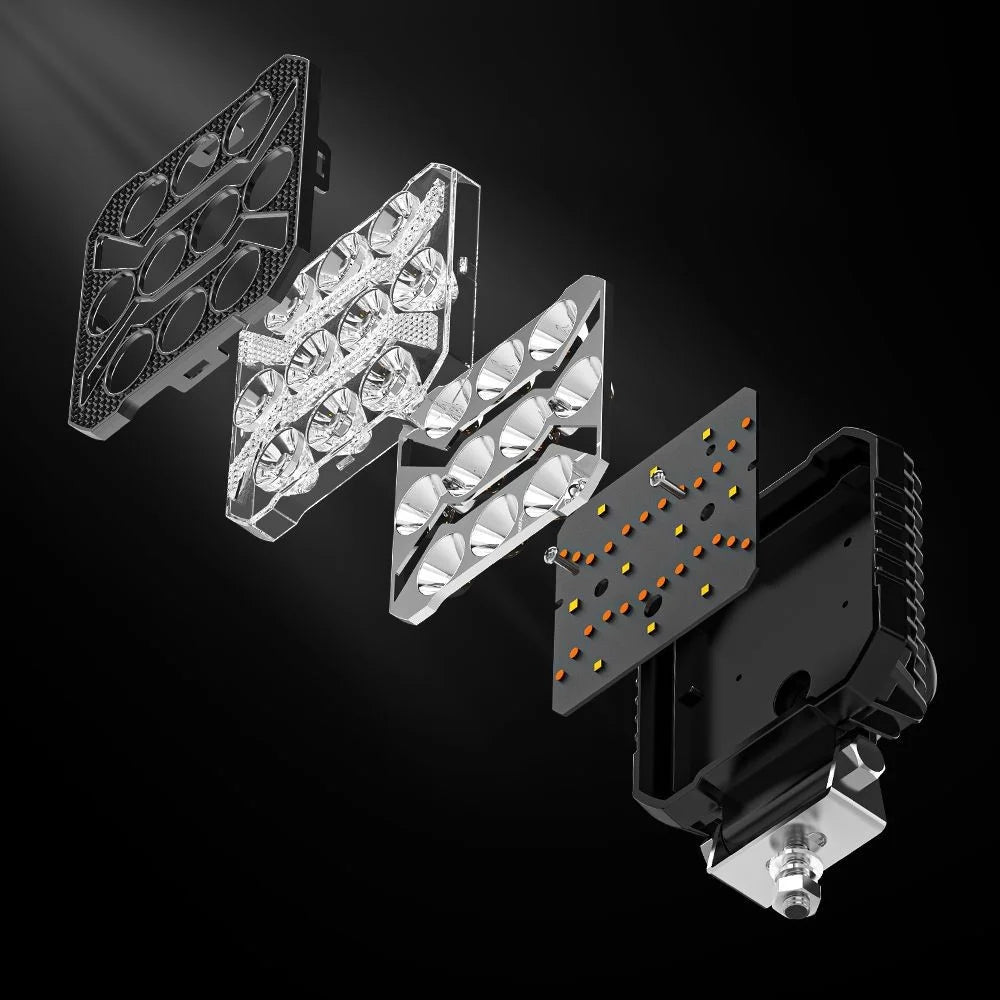 4-inch 17W Car SUV Off-Road Motorcycle Square DRL 10-LED Vehicle Driving Headlight - 7