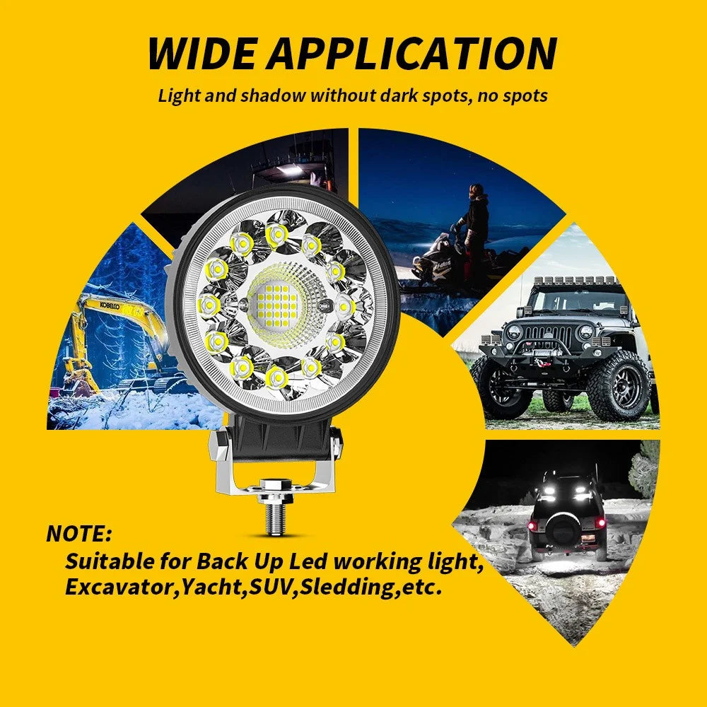 4-inch 33LED Car SUV Off-Road Round Spotlight Floodlight Working Lamp Vehicle Driving Headlight - 2