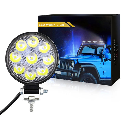 9LED 27W Car SUV Off-Road Super Bright Round Spotlight Waterproof Vehicle Headlight - 1