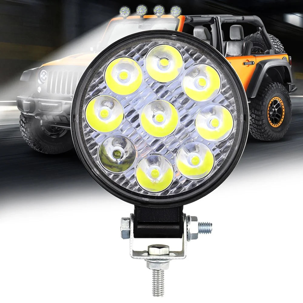 9LED 27W Car SUV Off-Road Super Bright Round Spotlight Waterproof Vehicle Headlight - 2