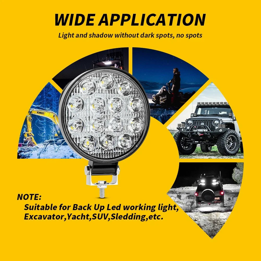 14LED 42W Car SUV Off-Road Round Spotlight Waterproof Vehicle Super Bright Headlight - 3
