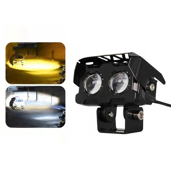 W65 Motorcycle Modification Spotlight White+Yellow LED Waterproof Motorbike Headlight - 1