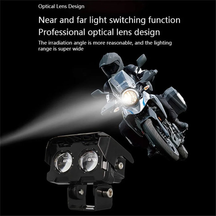 W65 Motorcycle Modification Spotlight White+Yellow LED Waterproof Motorbike Headlight - 3