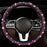 7Pcs / Set Shiny Rhinestones Car Steering Wheel Safety Belt Shifter Cover Cup Mat Start Button Ring Kit - Pink - 6