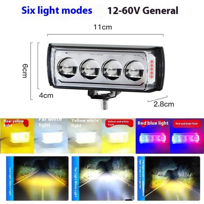 A086-4C 4 LED Motorcycle Spotlight Waterproof Aluminum Shell 12-60V Motorbike Headlight - 4