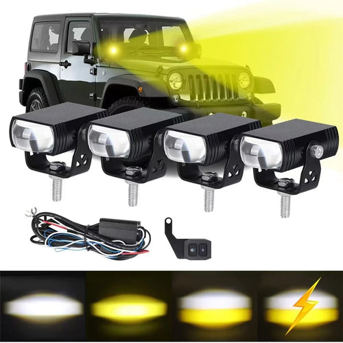 4 in 1 IP68 Waterproof LED Headlight for Motorcycle Strobe Lamp with Remote Control - 1