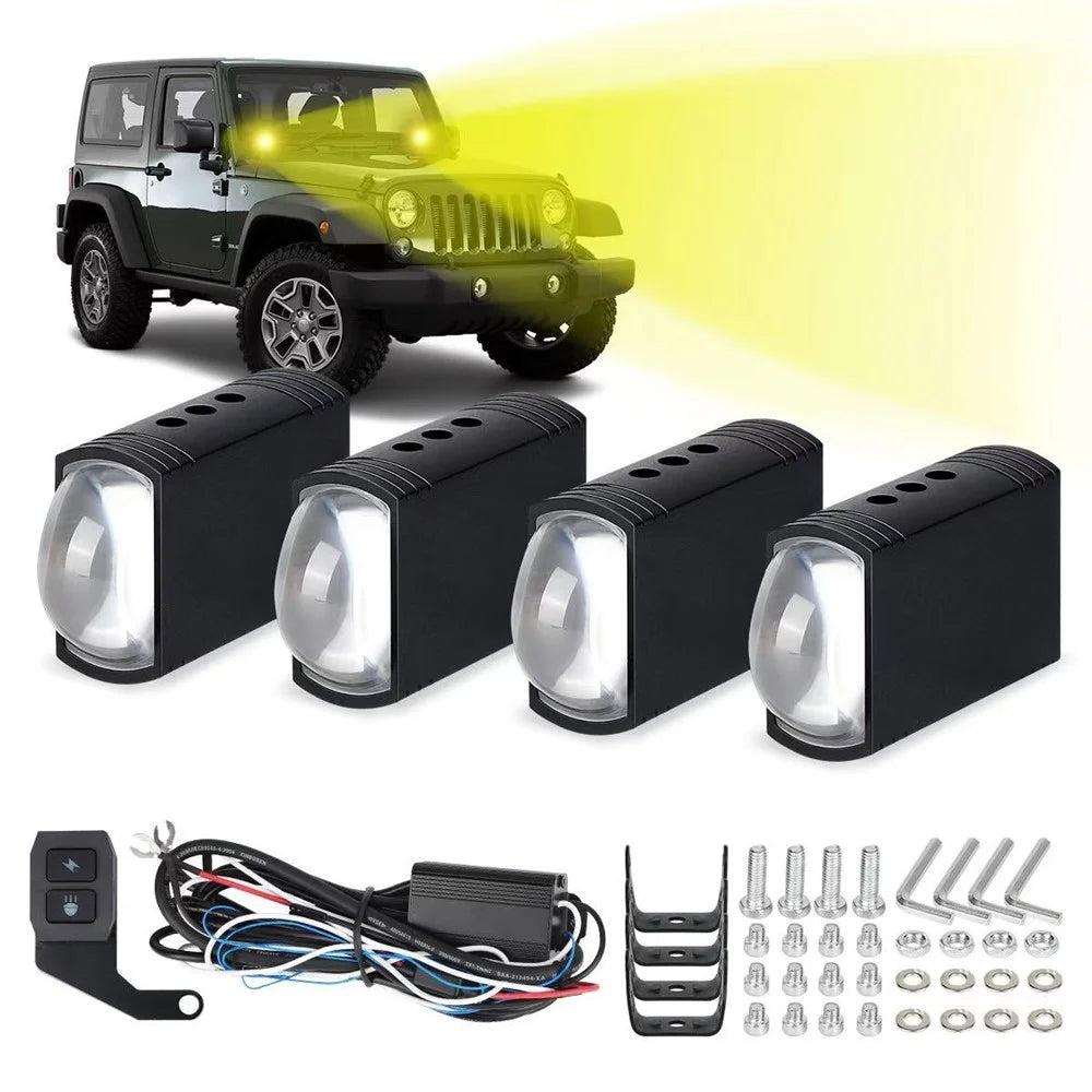 4 in 1 IP68 Waterproof LED Headlight for Motorcycle Strobe Lamp with Remote Control - 2