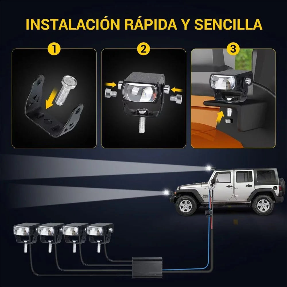 4 in 1 IP68 Waterproof LED Headlight for Motorcycle Strobe Lamp with Remote Control - 3