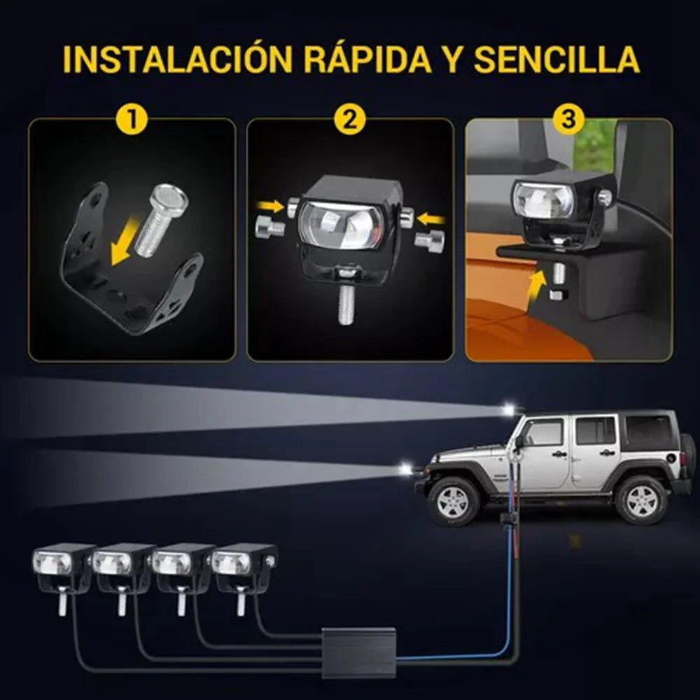 4 in 1 IP68 Waterproof LED Headlight for Motorcycle Strobe Lamp with Remote Control - 5
