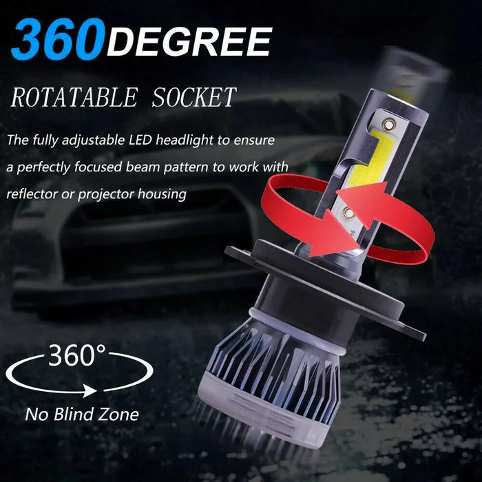 2Pcs H4 LED Headlight 360 Degree Illumination 120W 6000K High Low Beam Car Fog Lamp - 5