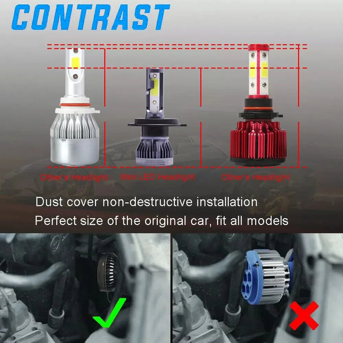 2Pcs H4 LED Headlight 360 Degree Illumination 120W 6000K High Low Beam Car Fog Lamp - 7