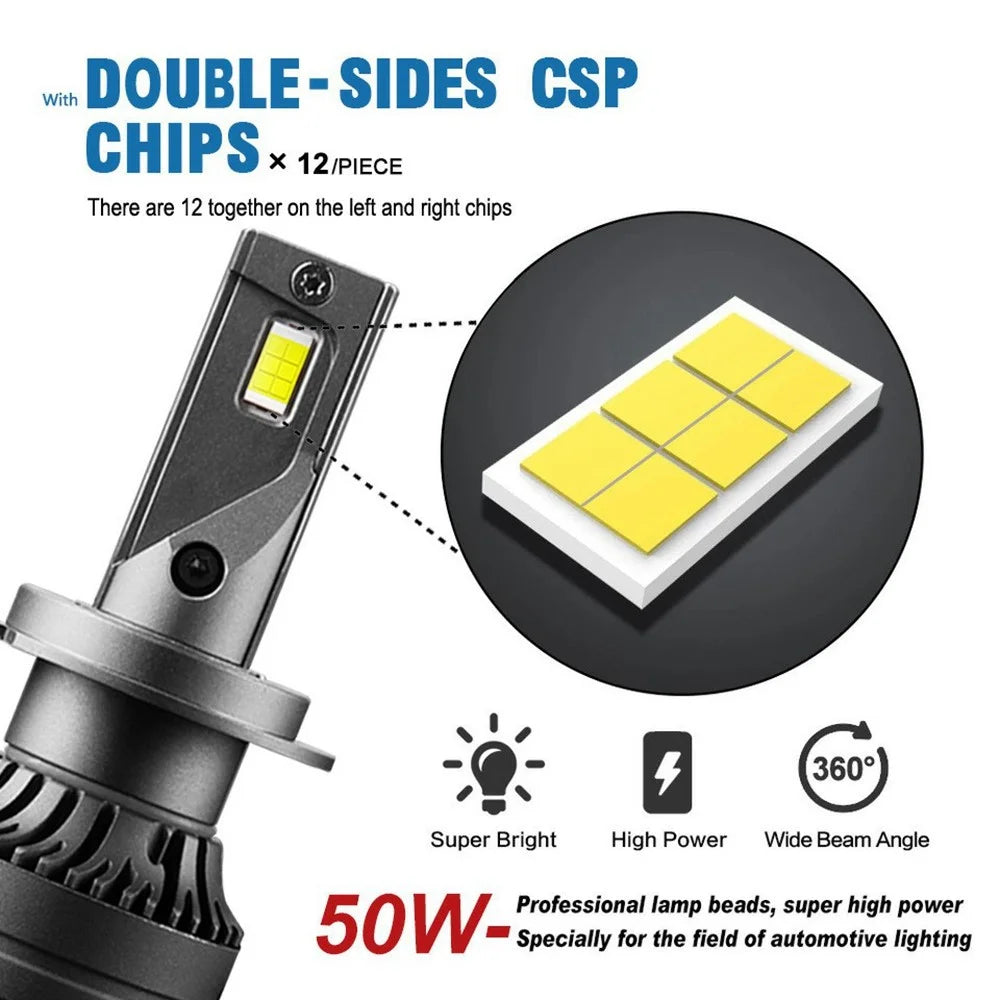 FV7 2Pcs H4 LED Headlights 120W 6000K High Low Beam Waterproof Car Front Driving Lamp - 3