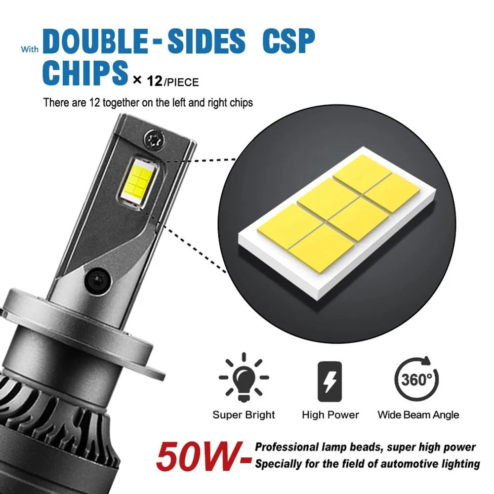 FV7 2Pcs LED Headlights 120W 6000K High Low Beam Waterproof Car Front Driving Lamp - H7 - 5